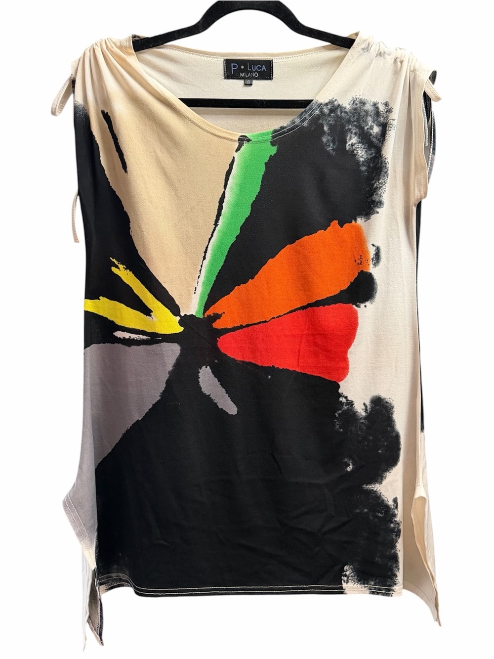 Patrizia Luca Milano Artsy Abstract Floral Tunic Top Small